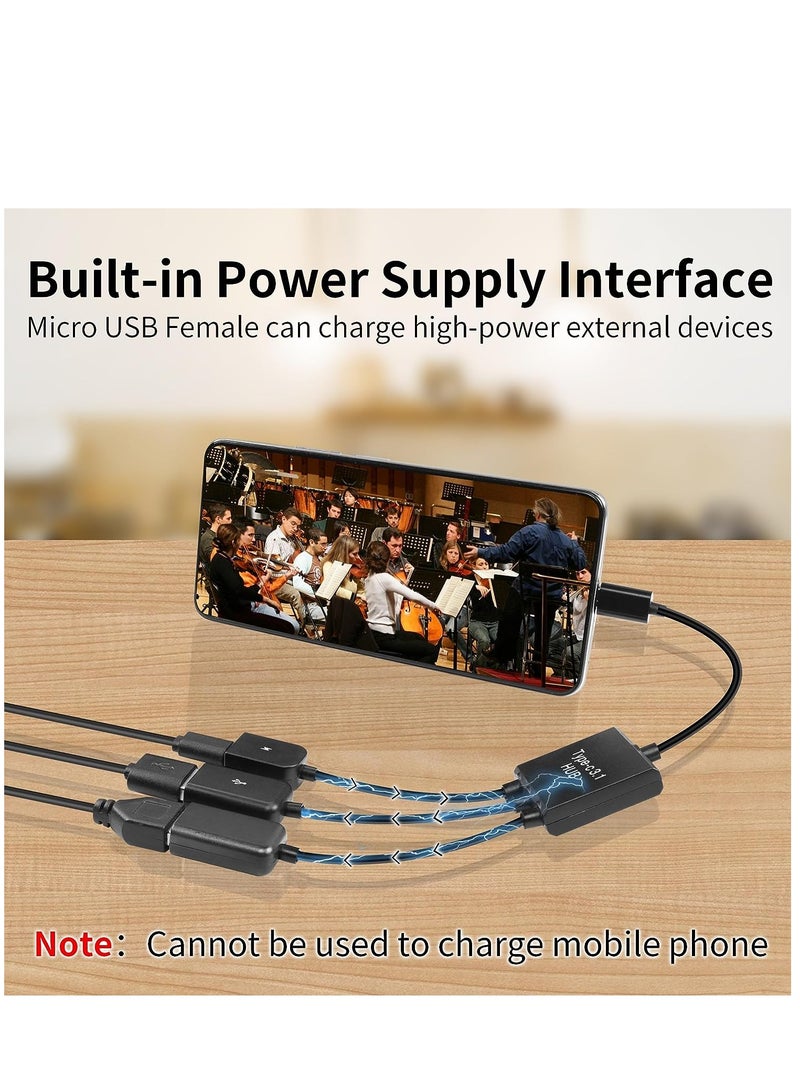 USB C to Dual USB OTG Adapter, 4 Port Type-C Male to 2 USB u0026 Micro Female OTG Hub Splitter for Android Tablet Pc and Smart Phone and More - Image 4