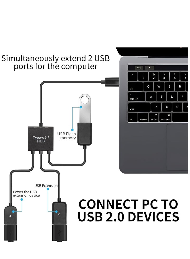 USB C to Dual USB OTG Adapter, 4 Port Type-C Male to 2 USB u0026 Micro Female OTG Hub Splitter for Android Tablet Pc and Smart Phone and More - Image 3