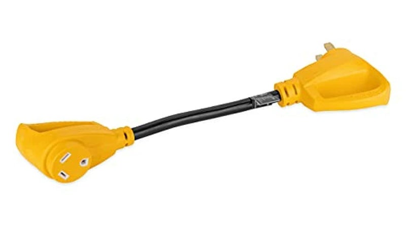 Camco محول كهربائي كامكو باور جريب للكامبري/المركبات الترفيهية - يتميز باتصالات ذكر 50 أمبير وأنثى 30 أمبير - مصنوع من أسلاك نحاسية 100% قياس 10/3 ومصنف لـ 125 فولت/3750 واط (55175) - Image 3