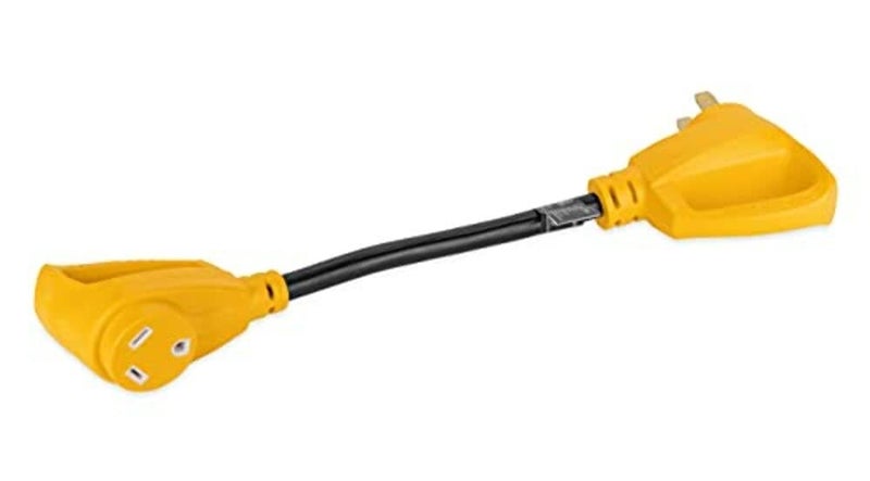 Camco محول كهربائي كامكو باور جريب للكامبري/المركبات الترفيهية - يتميز باتصالات ذكر 50 أمبير وأنثى 30 أمبير - مصنوع من أسلاك نحاسية 100% قياس 10/3 ومصنف لـ 125 فولت/3750 واط (55175) - Image 2