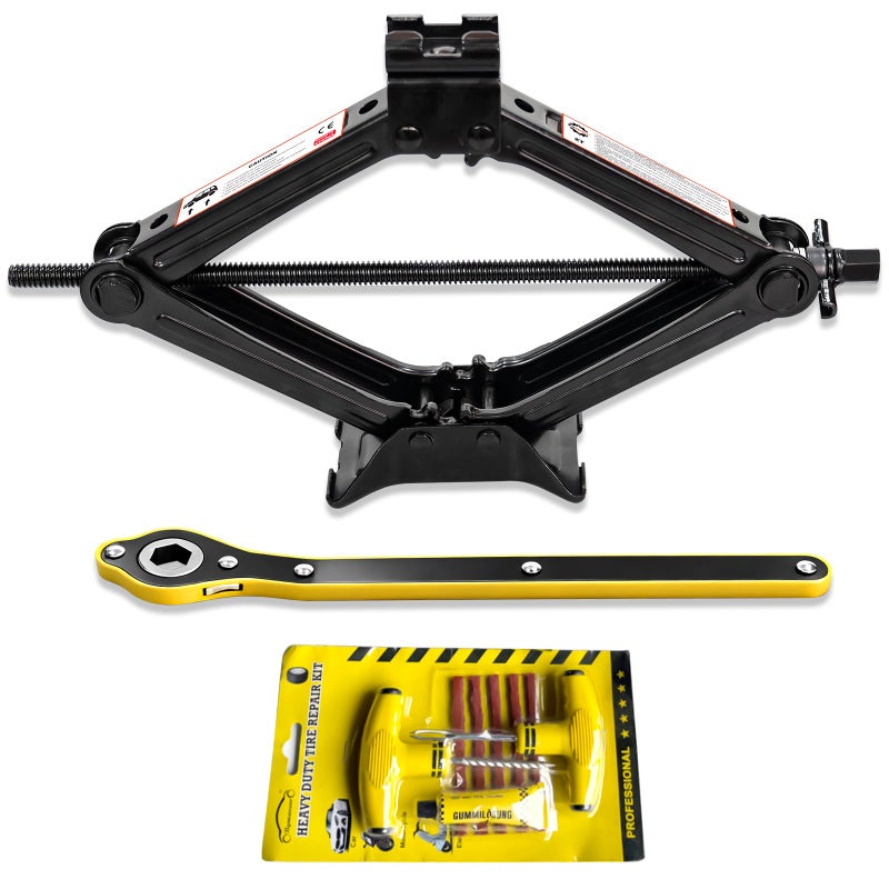 FITHOIST Scissor Jack Kit, Compact Car Jack, Scissor Lift Jack with Smart Ratchet Wrench,Tire Changing Kit for Auto SUV, RV, MPV, 2 Ton (4409 lbs) WLL - Image 1
