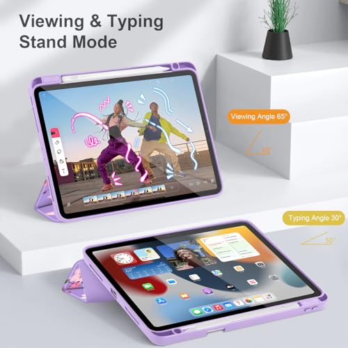 May Chen for iPad Pro 11 inch M2 4th Generation 2022, iPad Pro 11 3rd/2nd/1st Gen, Case with Transparent Shockproof Back Cover [Built-in Pencil Holder, Auto Sleep/Wake, Pink Cherry Blossom - Image 5