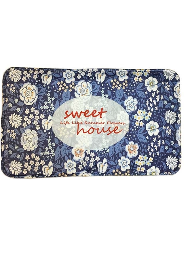 NIBEMINENT Floral Printed Anti-Skid Doormat Blue/White/Red 40 x 60cm