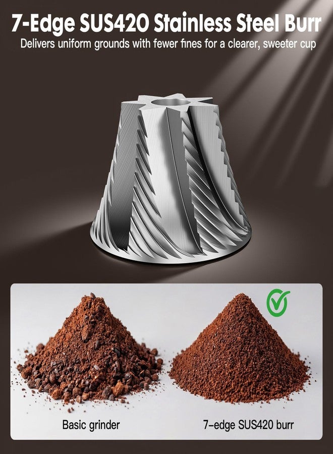 COOL KNIGHT Manual Coffee Grinder, 7-Edge SUS420 Stainless Steel Conical Burr, 72-Click External Adjustment, 25g Capacity, Aluminum Body, Walnut Handle, Magnetic Catch Cup for Espresso & Pour Over - Image 4