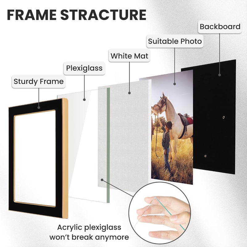 Fun Memories 8x10 Picture Frame - Black Enamel Picture Frame with Gold Metal Edge & Easel for Display on Countertops, Tabletops, Bookshelves, Desks, Walls (Black/Gold) - Image 5
