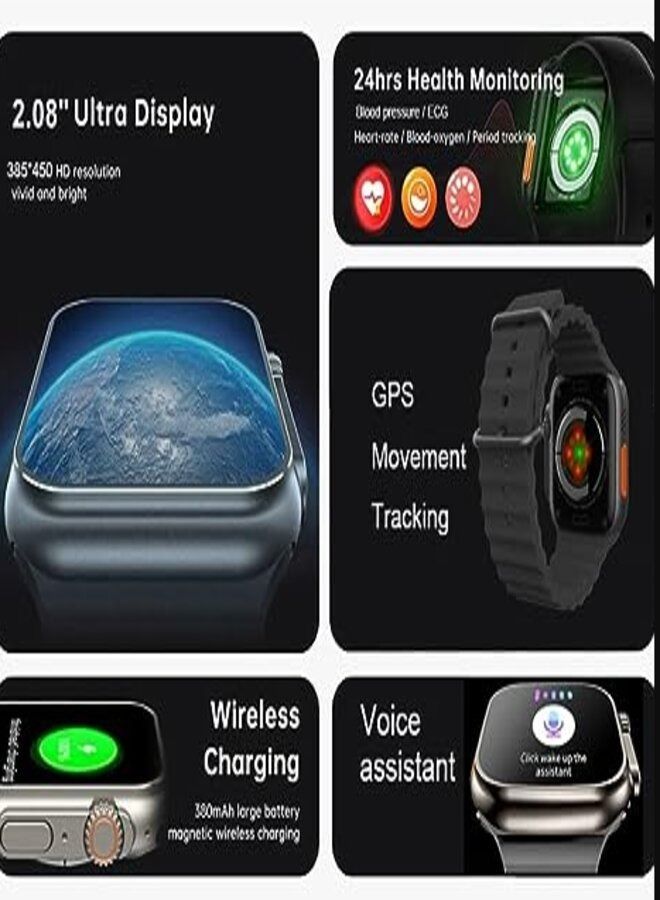 W&O 2.08 Inch 49mm X9+ Ultra Smartwatch Bluetooth Call NFC Waterproof Fitness Watches Wireless Charging Smart Watch for Men Women (Orange) - Image 1