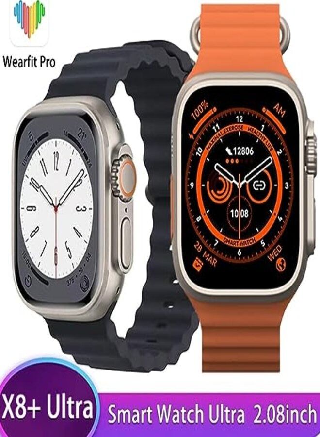 W&O 2.08 Inch 49mm X9+ Ultra Smartwatch Bluetooth Call NFC Waterproof Fitness Watches Wireless Charging Smart Watch for Men Women (Orange) - Image 4