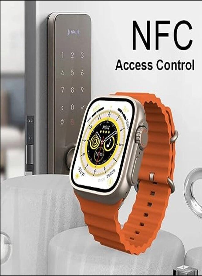 W&O 2.08 Inch 49mm X9+ Ultra Smartwatch Bluetooth Call NFC Waterproof Fitness Watches Wireless Charging Smart Watch for Men Women (Orange) - Image 2