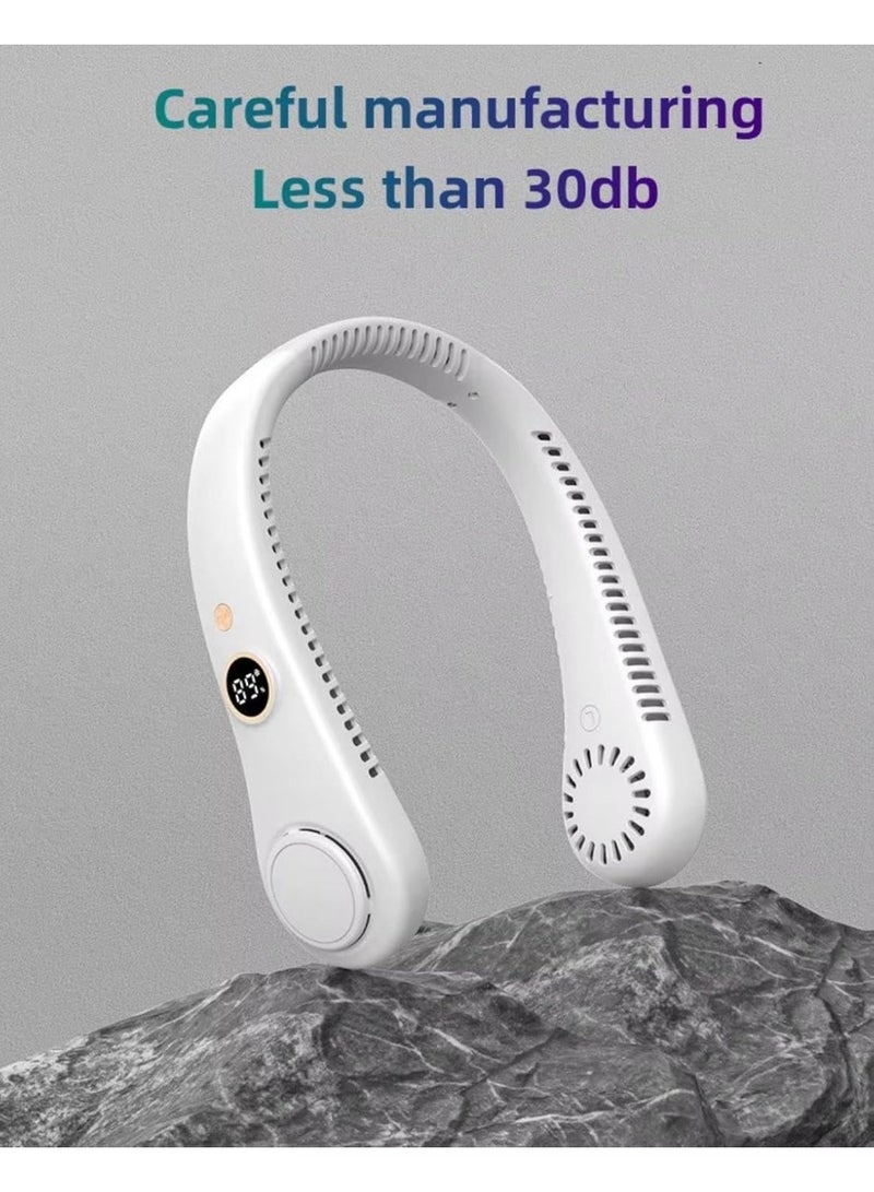 Hugifts Vaneless Hanging Neck Fan, Portable Hands-Free Fan with 5 Adjustable Speeds, USB Rechargeable, Quiet & Lightweight for Indoor/Outdoor, Travel, Sports (WHITE) - Image 3