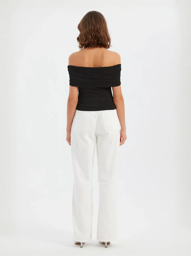 HICCUP Off-Shoulder Ruched Bodycon Crop Top