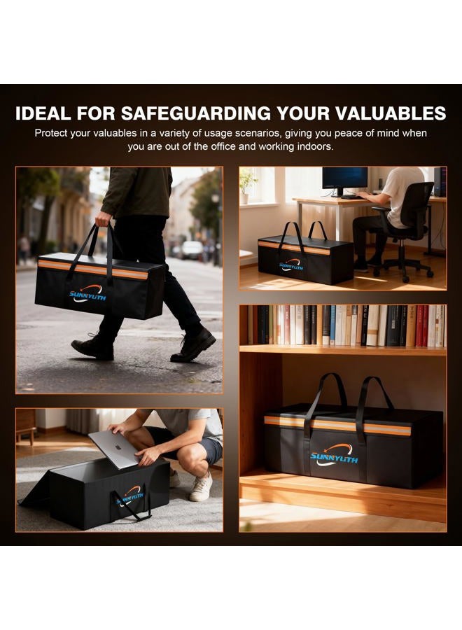 SunnyLith Large Fireproof Document Bags, 24x12x12" Waterproof Storage Firesafe Bag, Large Capacity Waterproof Storage Box with Reflective Strip for Valuables & Passport, Silicone Coating & Zipper Closure - Image 5