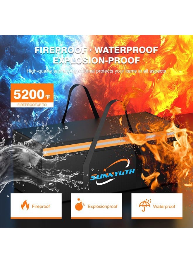 SunnyLith Large Fireproof Document Bags, 24x12x12" Waterproof Storage Firesafe Bag, Large Capacity Waterproof Storage Box with Reflective Strip for Valuables & Passport, Silicone Coating & Zipper Closure - Image 3