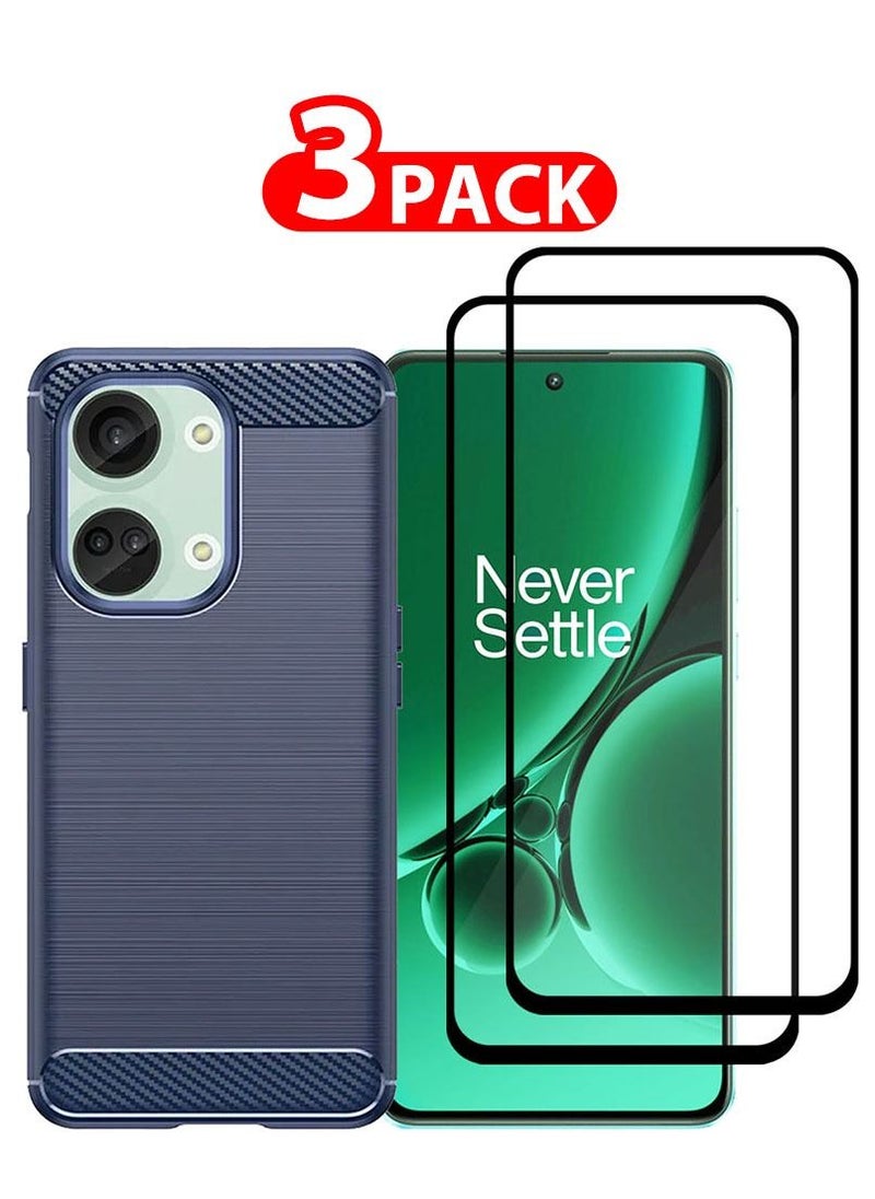 CATANES - 3 Pack For OnePlus Nord 3 Case Cover and 2 Screen Protectors Soft TPU Bumper Protective Back Case Blue - Image 1