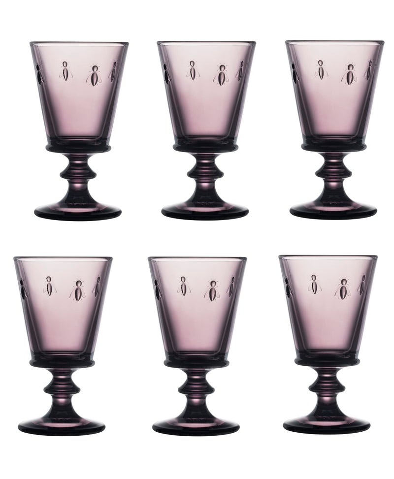La Rochere Napoleon Bee Aubergine Stemmed Wine Glass Set of 6 Vintage Wine Glasses La Rochere Bee Glassware Sets 9 oz