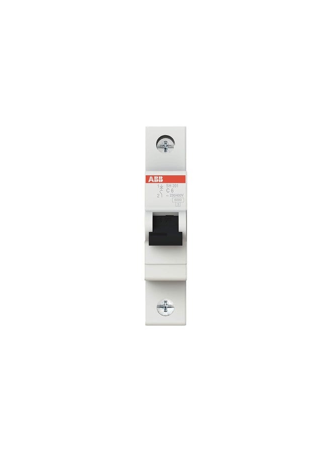 ABB SH201-C6 Miniature Circuit Breaker, 1 Pole, 6 Amp - Image 1