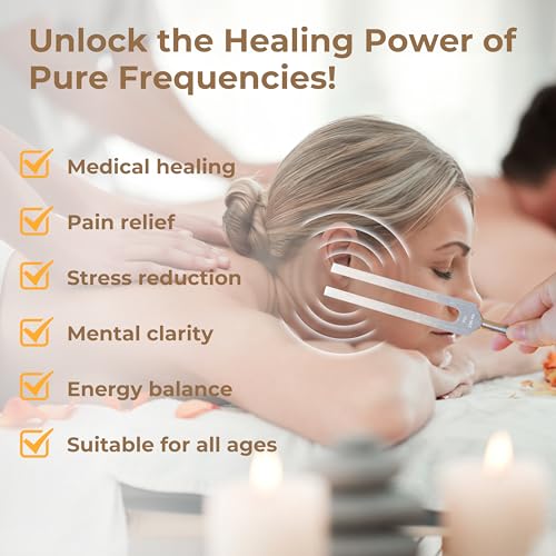 CALMCREST Tuning Forks for Healing Set (128Hz, 136.1Hz, 256Hz, 384Hz) - Weighted & Unweighted Tuning Forks with a Rubber Mallet - Chakra Sound Therapy Instruments with a Bag, Healing Gifts for Women & Men (10) - Image 5