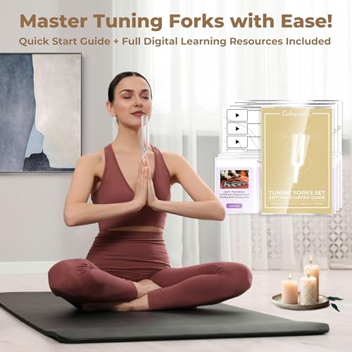 CALMCREST Tuning Forks for Healing Set (128Hz, 136.1Hz, 256Hz, 384Hz) - Weighted & Unweighted Tuning Forks with a Rubber Mallet - Chakra Sound Therapy Instruments with a Bag, Healing Gifts for Women & Men (10) - Image 3