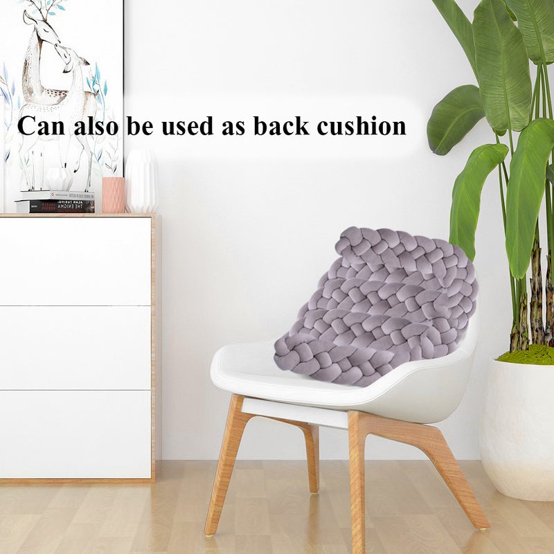 Baby Crib Bumper Knotted Braided Bumper Handmade Soft Knot Pillow Pad Cushion Nursery Cradle Decor Newborn Gift Crib Protector Cotton 1 Meter(39.4 Inch) - 4 Strands Grey - Image 4