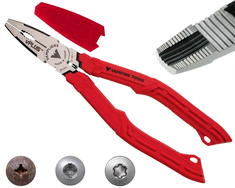 VAMPLIERS 7" Stripped Screw Extractor Pliers. Made in Japan. Multipurpose Combination Linemans Pliers remove Damaged/Rusted/Specialty Screws & Fasteners. - Image 1