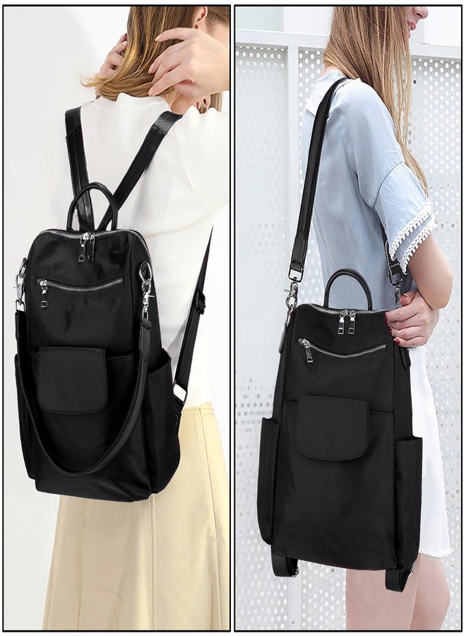 UTO Women Backpack Purse 3 ways Oxford Waterproof Cloth Nylon Ladies Rucksack Shoulder Bag C Black - Image 2