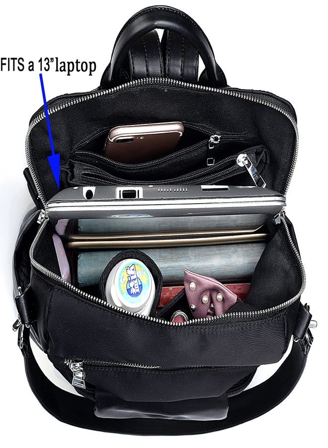 UTO Women Backpack Purse 3 ways Oxford Waterproof Cloth Nylon Ladies Rucksack Shoulder Bag C Black - Image 3