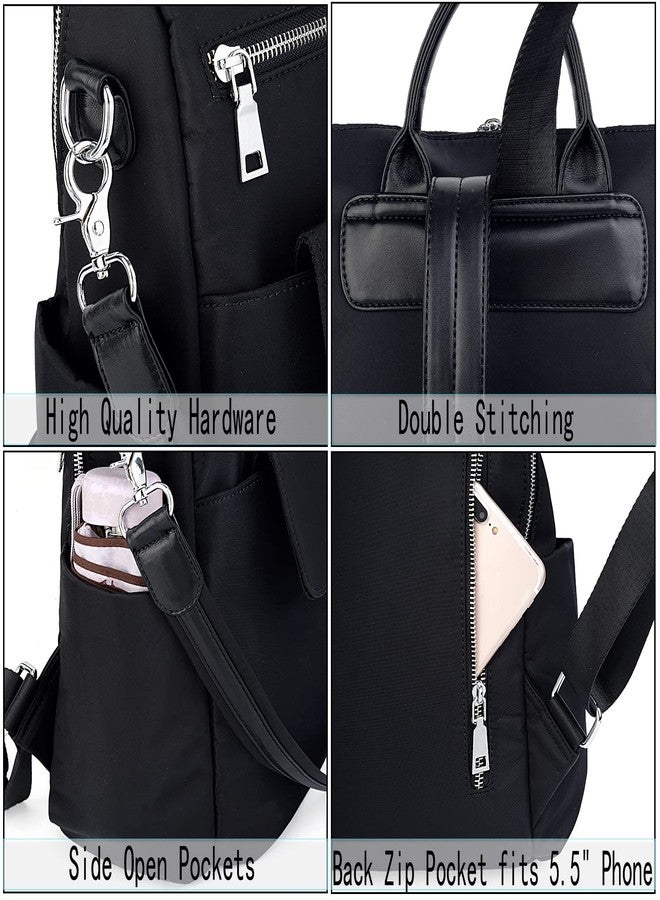 UTO Women Backpack Purse 3 ways Oxford Waterproof Cloth Nylon Ladies Rucksack Shoulder Bag C Black - Image 4