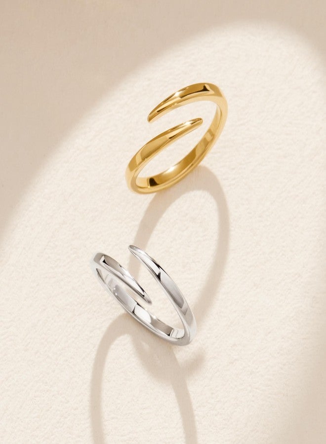 Poxtex Gold Open Eternity Band Rings for Women, Pinky Thumb Pointer Finger Rings, Hypoallergenic Waterproof Non Tarnish Everyday Jewelry - Image 4