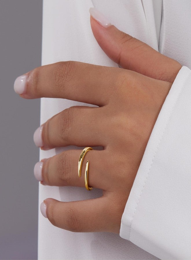 Poxtex Gold Open Eternity Band Rings for Women, Pinky Thumb Pointer Finger Rings, Hypoallergenic Waterproof Non Tarnish Everyday Jewelry - Image 2