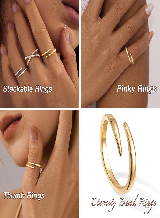 Poxtex Gold Open Eternity Band Rings for Women, Pinky Thumb Pointer Finger Rings, Hypoallergenic Waterproof Non Tarnish Everyday Jewelry - Image 3