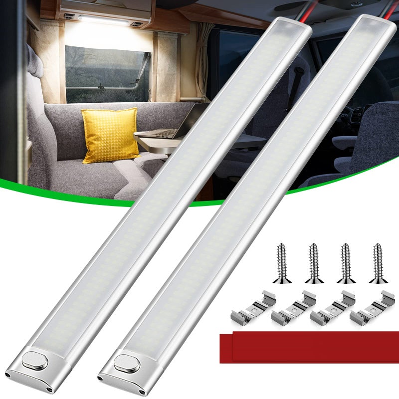 CT CAPETRONIX 12v LED Interior Light Bar, 168LEDs 1700LM 10W, DC 12 Volt led Strip Lights with ON/Off Switch, for Enclosed Cargo Trailer, Car RV Van Truck Lorry Camper Boat Caravan Motorhome (2Pcs) - Image 1