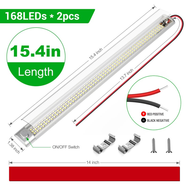 CT CAPETRONIX 12v LED Interior Light Bar, 168LEDs 1700LM 10W, DC 12 Volt led Strip Lights with ON/Off Switch, for Enclosed Cargo Trailer, Car RV Van Truck Lorry Camper Boat Caravan Motorhome (2Pcs) - Image 3