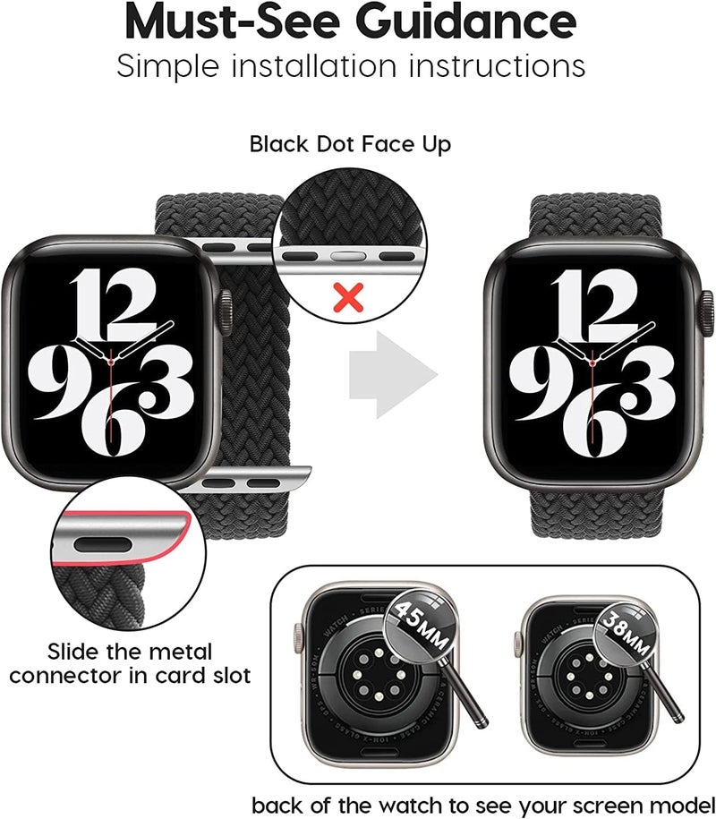 Braided Solo Loop Nylon Strap for Apple Watch, Elastic Bracelet for Series Ultra 2 | 9 | 8 Ultra | 8 | 7 | 6 | 5 | 4 | 3 | SE with metal connectors - Image 4