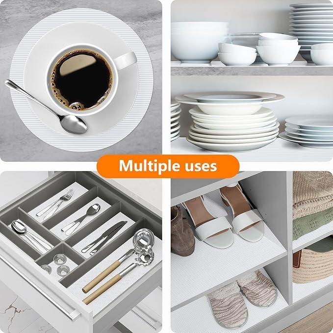 ElastPro (45cm X 10m) FrostyWhite EVA Food Grade Washable Anti Slip Mat/Sheet for Fridge, Shelf Liner, Table, Kitchen Drawer mat (Line FrostyWhite,10 Meter) - Image 2