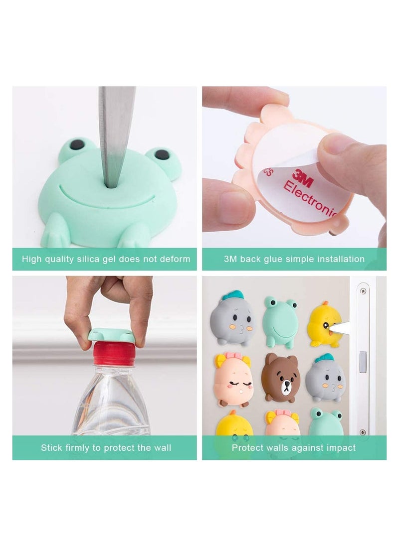 Generic Door Knob Wall Shield 8 Pieces Door Knob Protection Cute Animal Silicone Wall Protector with Non-marking Sticker to Protect Wall Door Knob Fridge Door  - Image 2