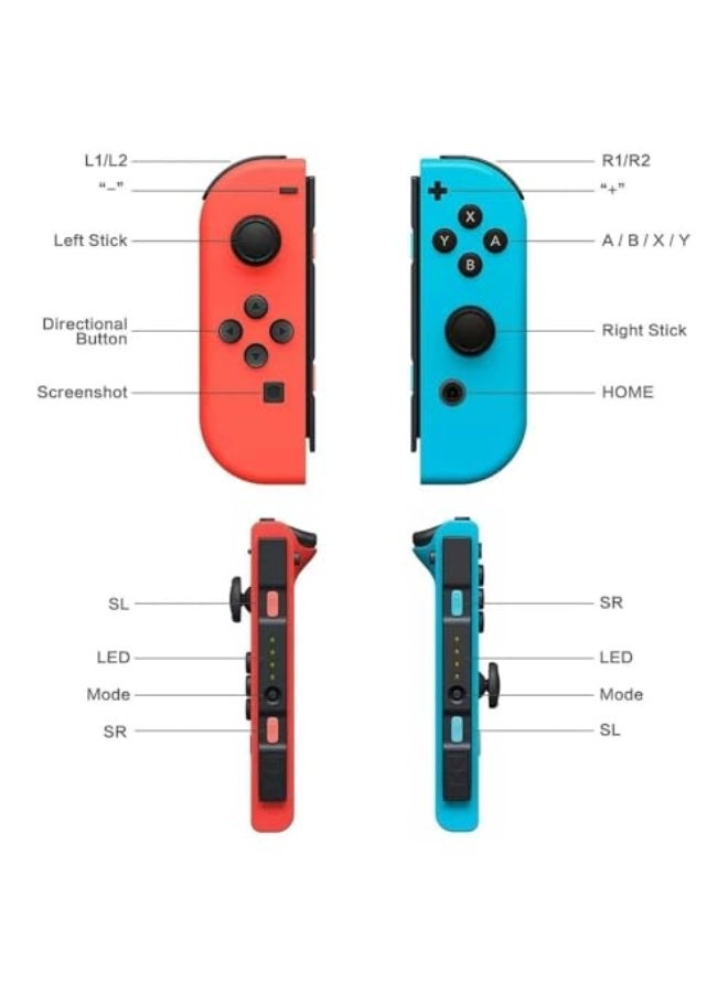 Nintendo Joy Con Controllers for Nintendo Switch/OLED/Lite, Dual Vibration, Wake-up, Motion Control, Red/Blue - Image 3