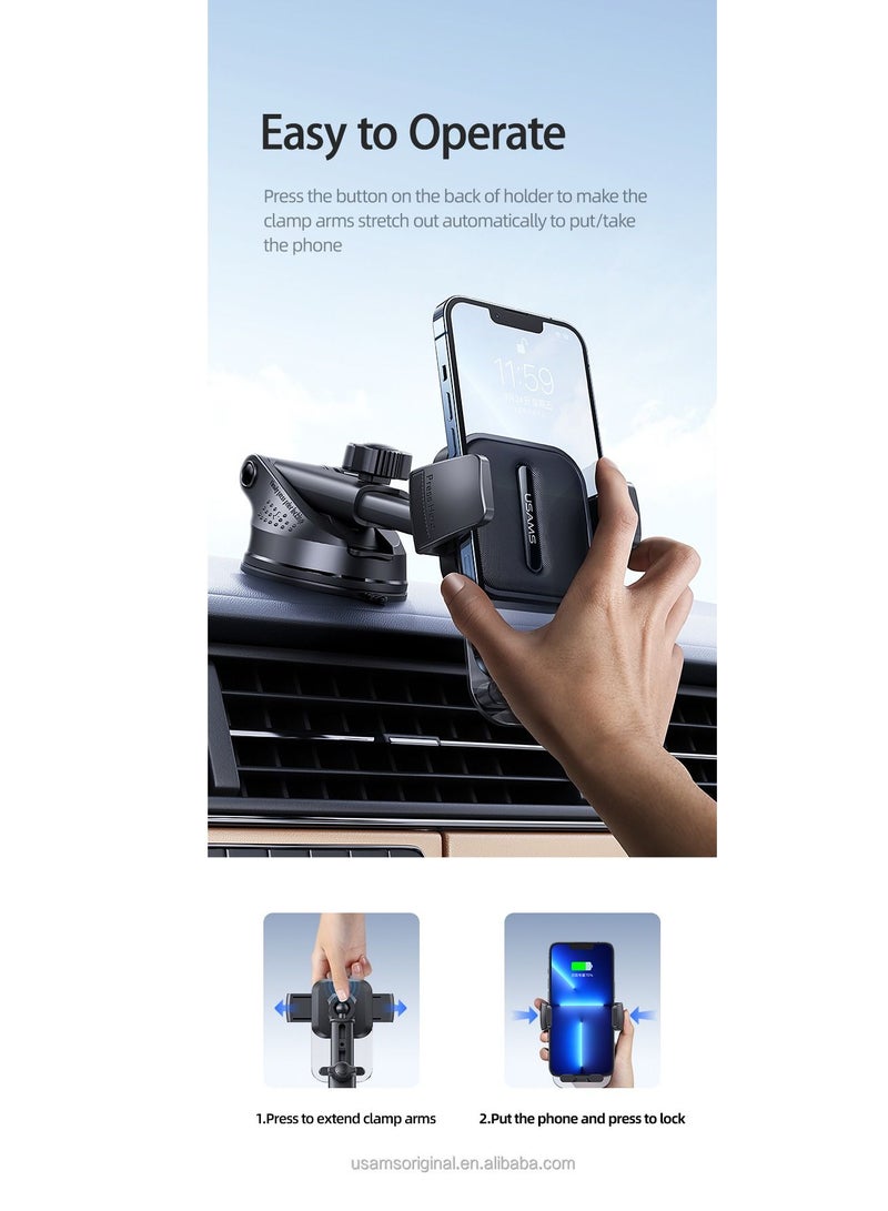 USAMS US-ZJ072 Air Vent phone holder in the car Car Center Console Retractable Transparent Holder for car - Image 2