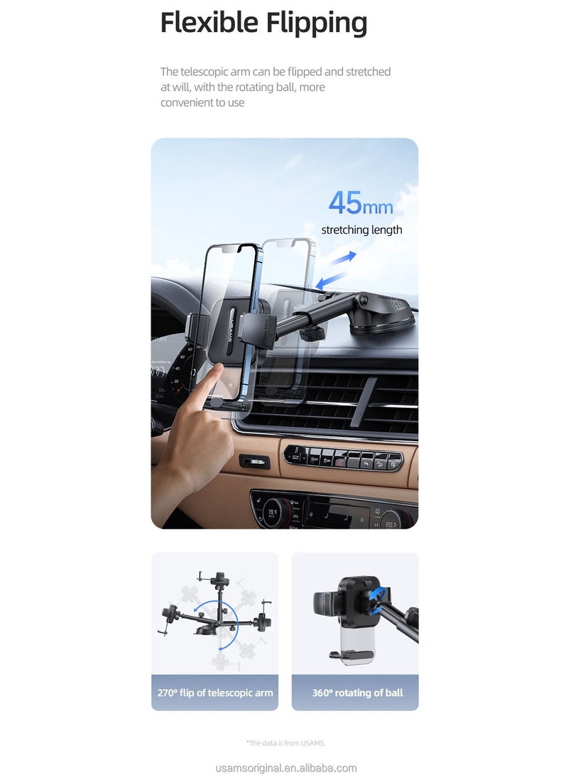 USAMS US-ZJ072 Air Vent phone holder in the car Car Center Console Retractable Transparent Holder for car - Image 3