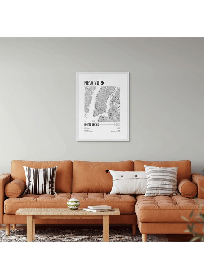 آرت دیکور  ديكور فني مؤطر صورة فنية جميلة طباعة خريطة مدينة نيويورك الحد الأدنى أسود أبيض ملصق حضري الولايات المتحدة الأمريكية هدية السفر غرفة المعيشة غرفة نوم مكتب - Image 3