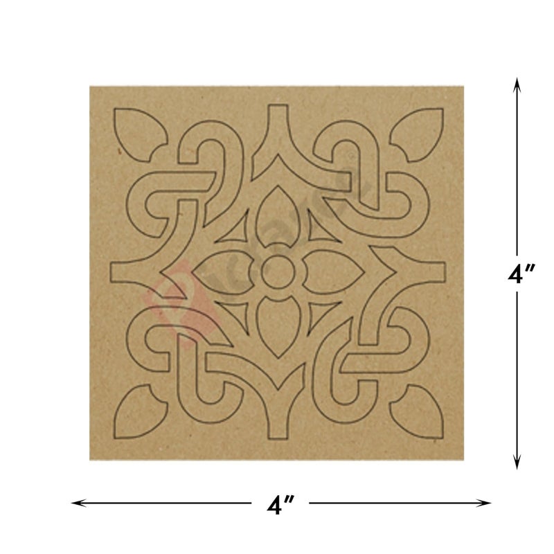 PICRAZEE DIY Engineered Pine MDF Pre-Marked 12 Square Plates Size 4x4 inch and 5.5 mm Thickness– Ideal for Art and Craft, Resin Art, Decoupage, and DIY Projects - Image 2