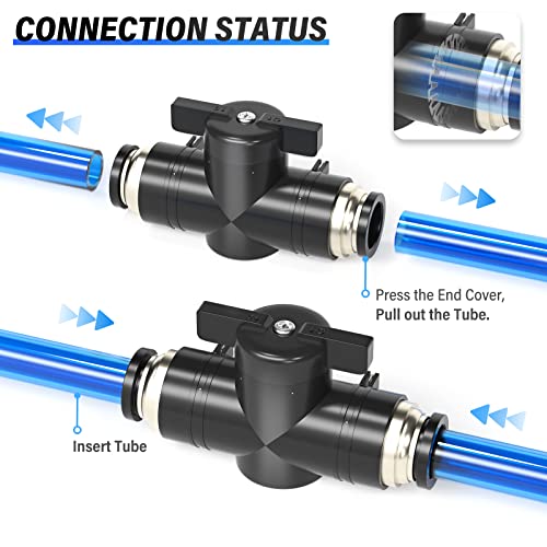 TAILONZ PNEUMATIC BVU-1/4 OD Ball Valve Air Flow Control Valve Push to Connect Fitting（Pack of 3） - Image 4