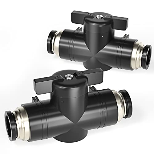 TAILONZ PNEUMATIC BVU-1/4 OD Ball Valve Air Flow Control Valve Push to Connect Fitting（Pack of 3） - Image 1