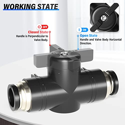 TAILONZ PNEUMATIC BVU-1/4 OD Ball Valve Air Flow Control Valve Push to Connect Fitting（Pack of 3） - Image 5