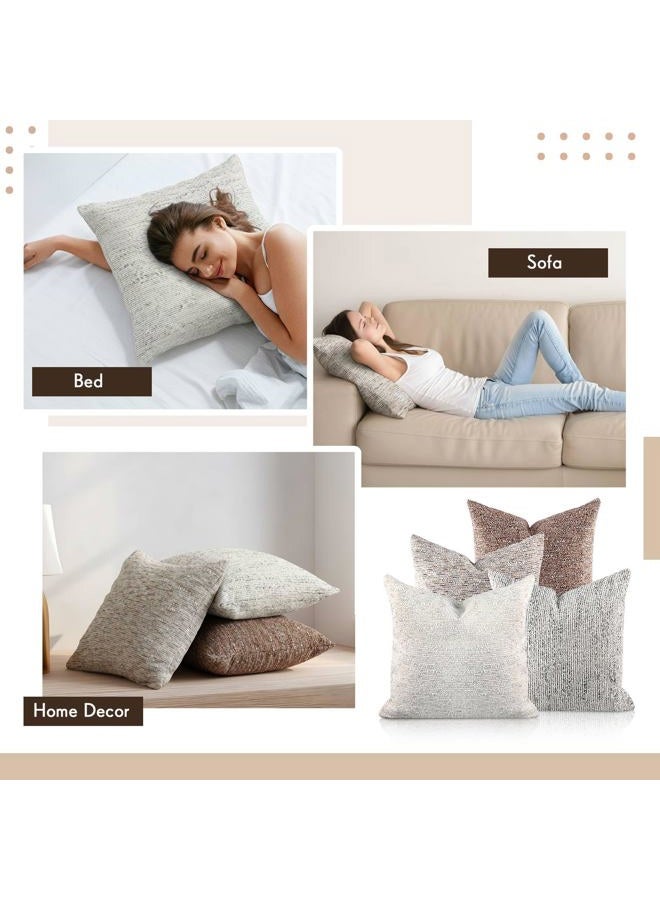 Tegeme 4 Pack Boucle Throw Pillow Covers 18x18 Inch Boho Accent Farmhouse Square Decorative Pillow Covers Cozy Soft Couch Cushion Case for Home Decor Bed Sofa Living Room - Image 3