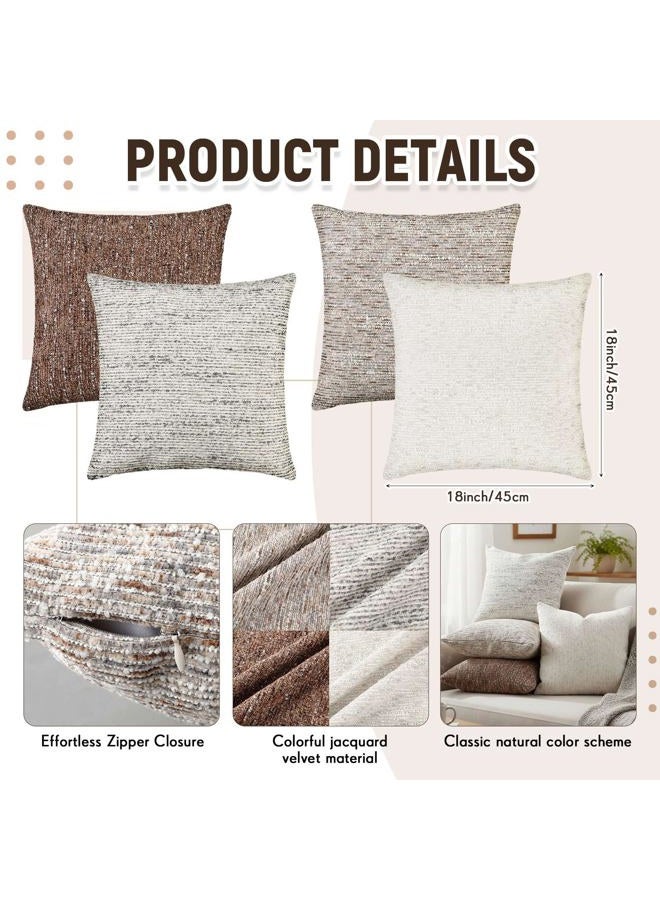 Tegeme 4 Pack Boucle Throw Pillow Covers 18x18 Inch Boho Accent Farmhouse Square Decorative Pillow Covers Cozy Soft Couch Cushion Case for Home Decor Bed Sofa Living Room - Image 2
