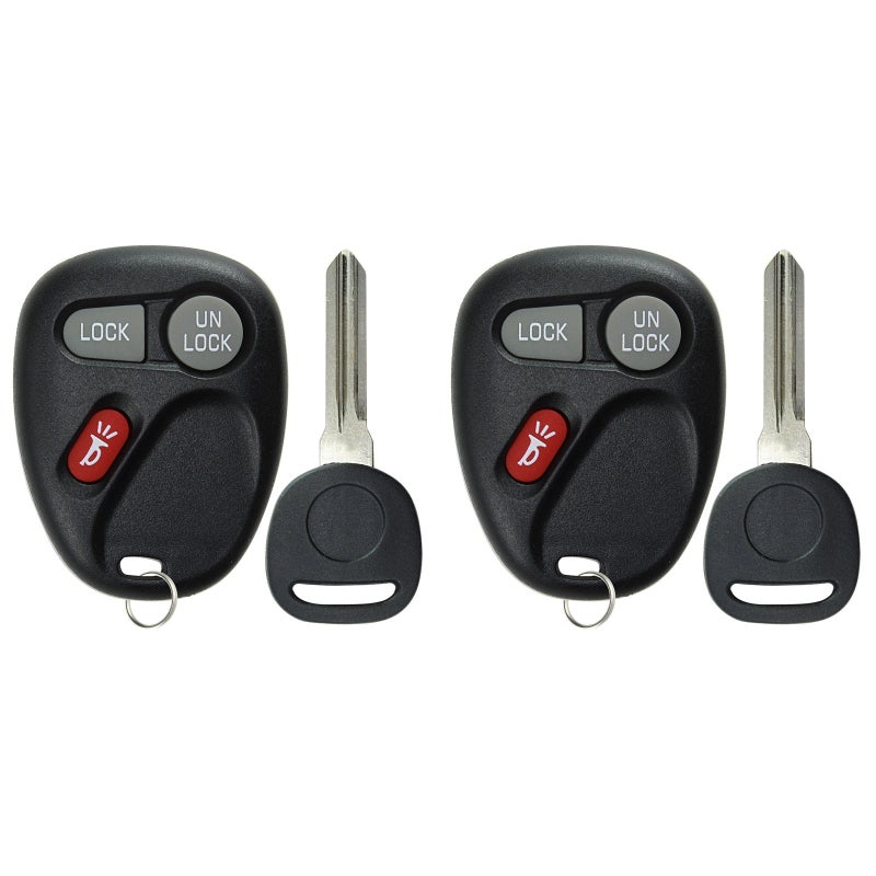 KeylessOption Keyless Entry Remote Car Key Fob and Key Replacement for 15732803 Pack of 2
