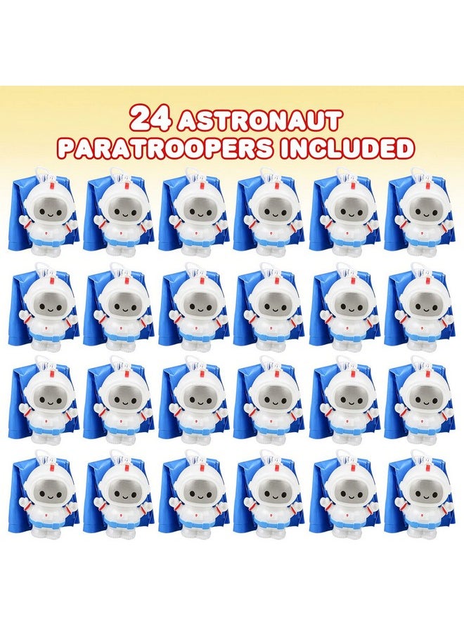 ArtCreativity - Mini Astronaut Paratroopers With Parachutes Bulk Pack Of 24 Durable Plastic Parachute Toys Playset Fun Parachute Party Favors Goodie Bag Fillers For Boys And Girls - Image 1
