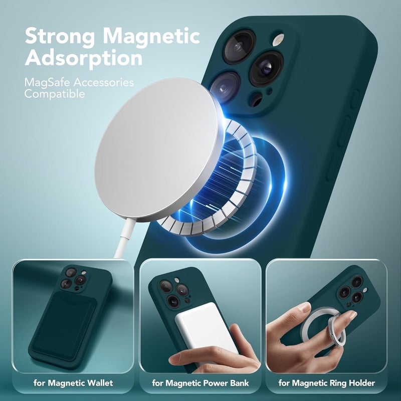 SUYDANBOX Magnetic for iPhone 14 Pro Case, Compatible with MagSafe, [Full Camera Protection][Screen Protector] Silicone Shockproof Protective Phone Case for iPhone 14 Pro 6.1", Deep Blue - Image 2