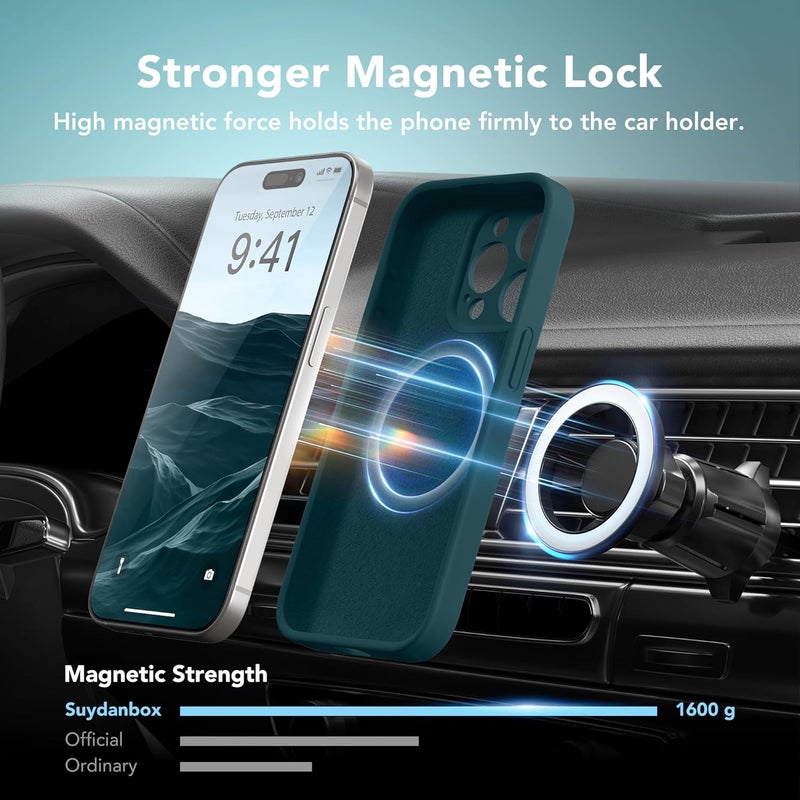 SUYDANBOX Magnetic for iPhone 14 Pro Case, Compatible with MagSafe, [Full Camera Protection][Screen Protector] Silicone Shockproof Protective Phone Case for iPhone 14 Pro 6.1", Deep Blue - Image 3