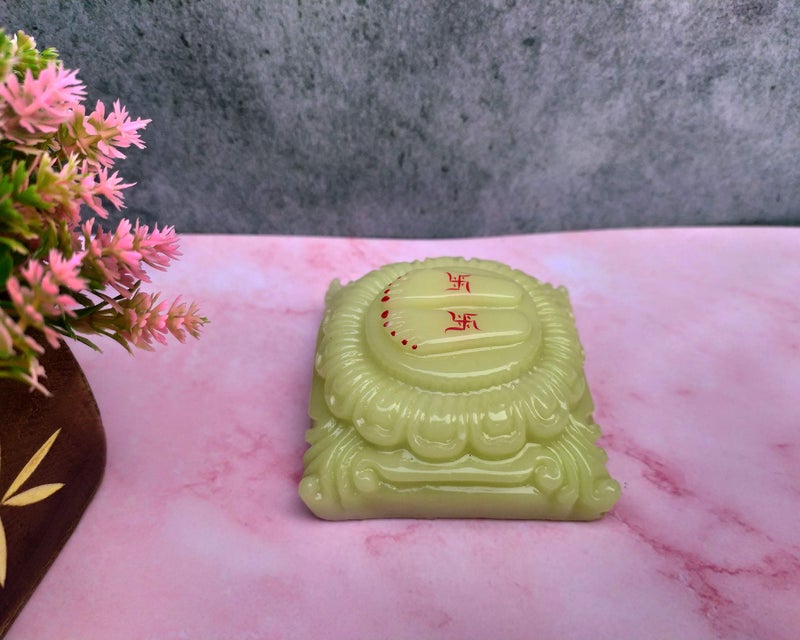 SHINDE EXPORTS Night Glow Radium Marble Charan Paduka for God Puja (7x7cm) - Image 2