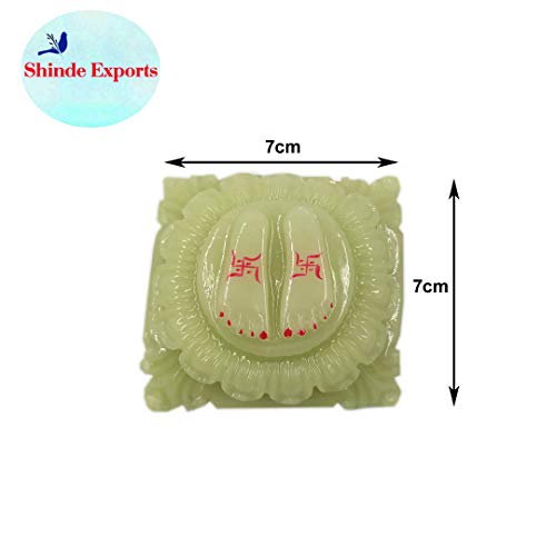 SHINDE EXPORTS Night Glow Radium Marble Charan Paduka for God Puja (7x7cm) - Image 3
